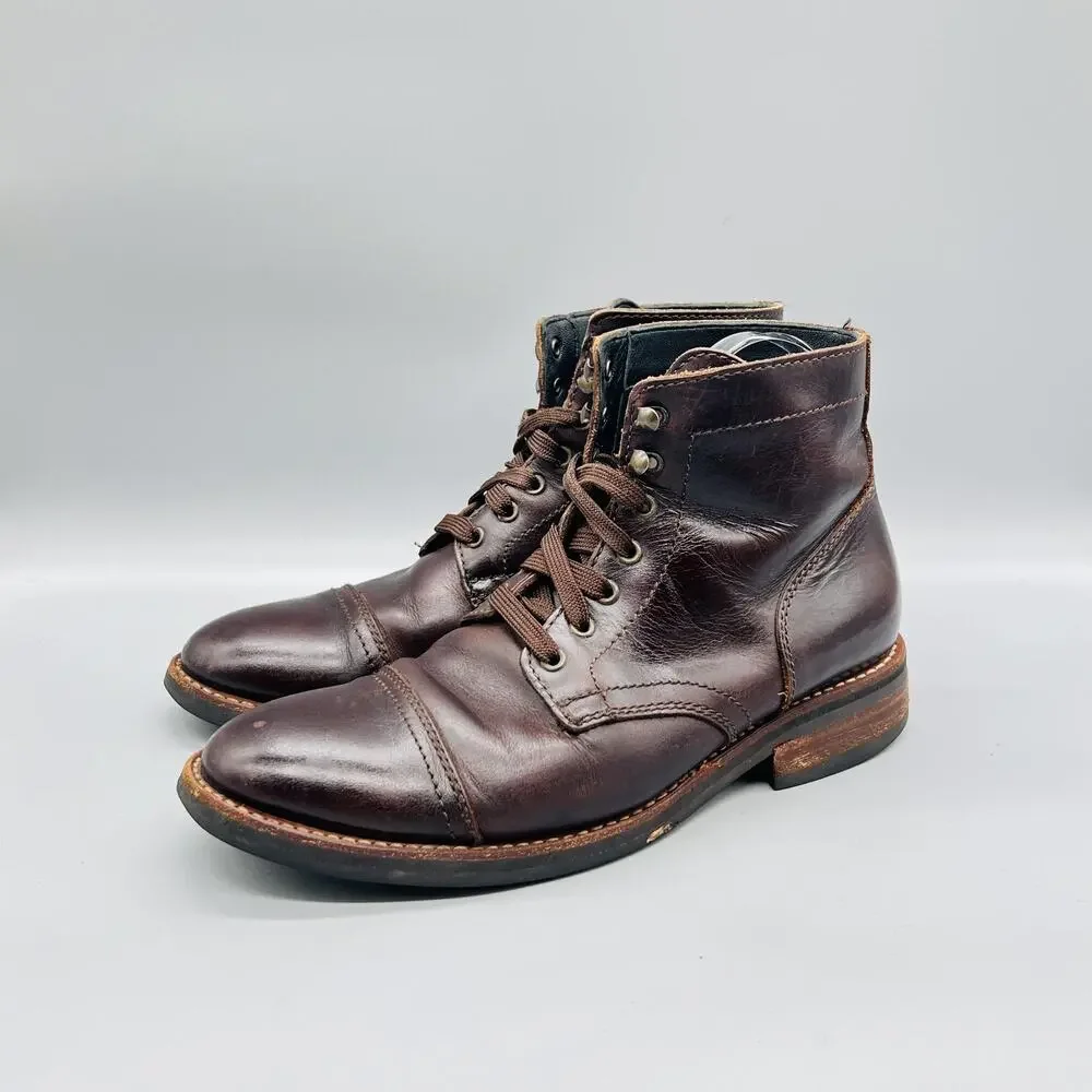 Thursday Boot Co Boots Mens 9 Brown Leather Combat Cap Toe Ankle Lace Up Shoes